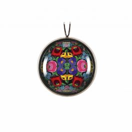 Fekete kalocsai népművészeti medál 20 mm