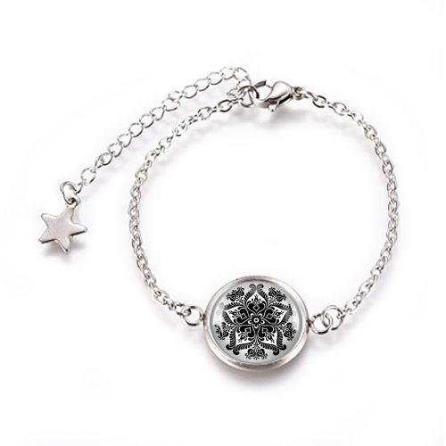 Fekete mandala népművészeti karkötő