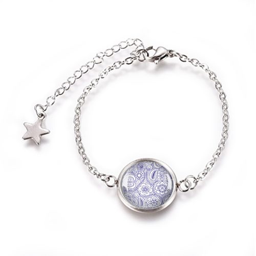 Kék csipke népművészeti karkötő