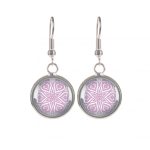 Rózsaszín mandala népművészeti fülbevaló