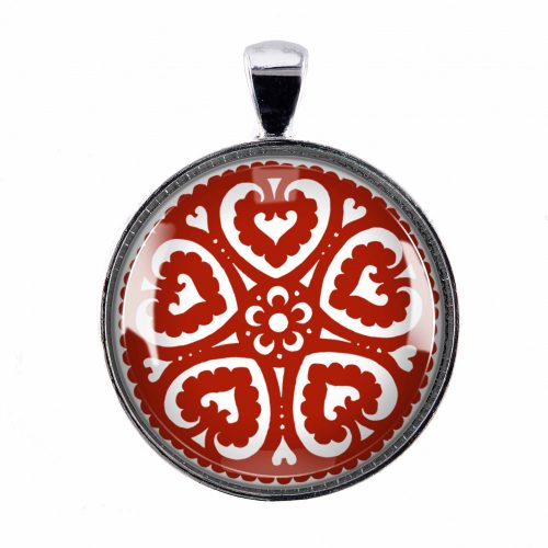 Piros mandala népművészeti medál 40 mm