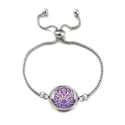 Lila csokros népművészeti karkötő