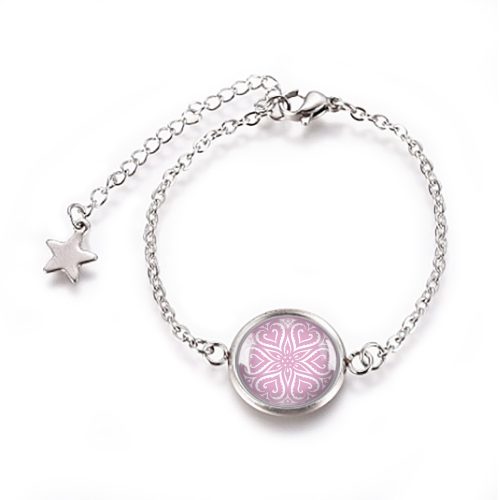 Rózsaszín mandala népművészeti karkötő