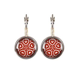 Piros mandala népművészeti kapcsos fülbevaló