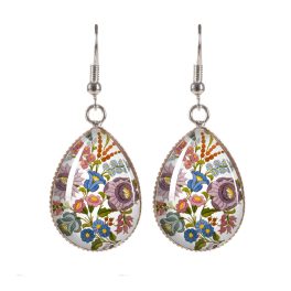 Pasztell kalocsai csepp alakú fülbevaló