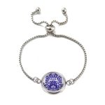 Kék tulipán csokros népművészeti karkötő