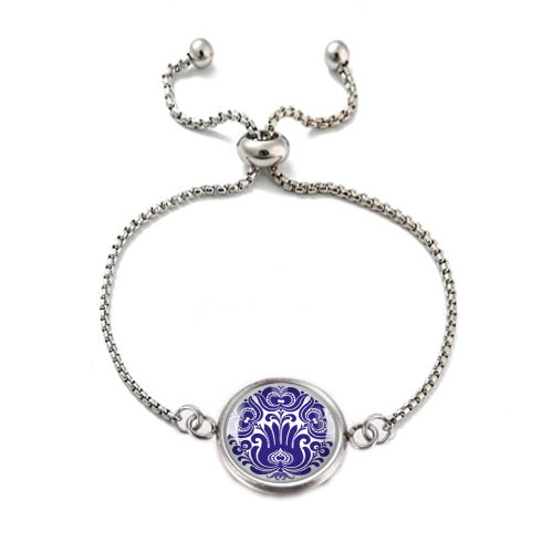 Kék tulipán csokros népművészeti karkötő