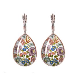 Pasztell kalocsai csepp  kapcsos fülbevaló